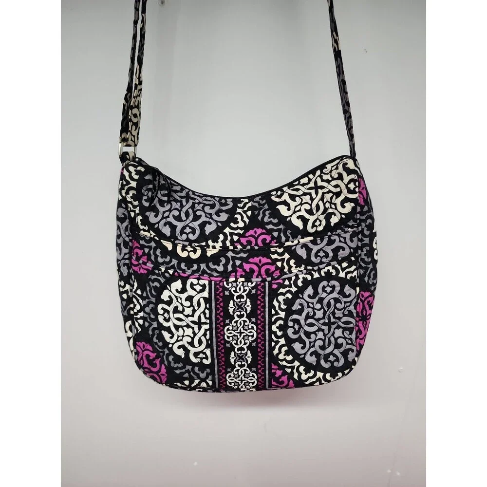Vera Bradley Crossbody Bag  Canterbury Magenta Top Zip Adjustable Strap Retired